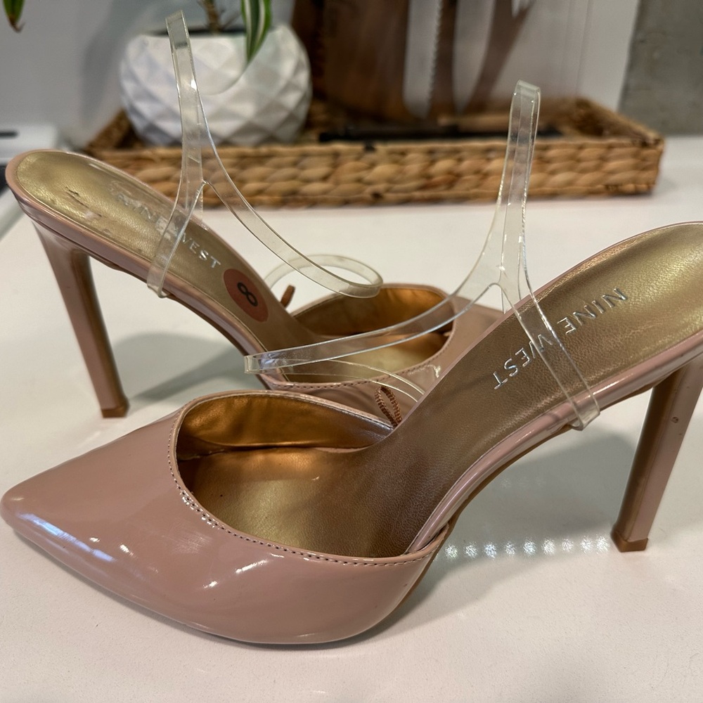 Nine West Blush Pink Heels with Clear Straps-never worn
